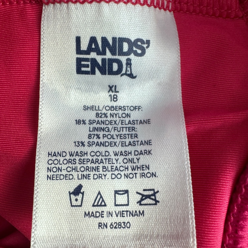 Lands' End Surplice Wrap One-Piece Swim Dress XL 18 NWT Pink Swimsuit V Neck - Picture 9 of 10